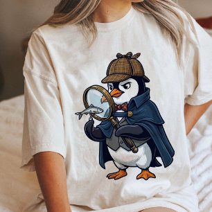 Detetive Pinguim Com Lupa e Peixe