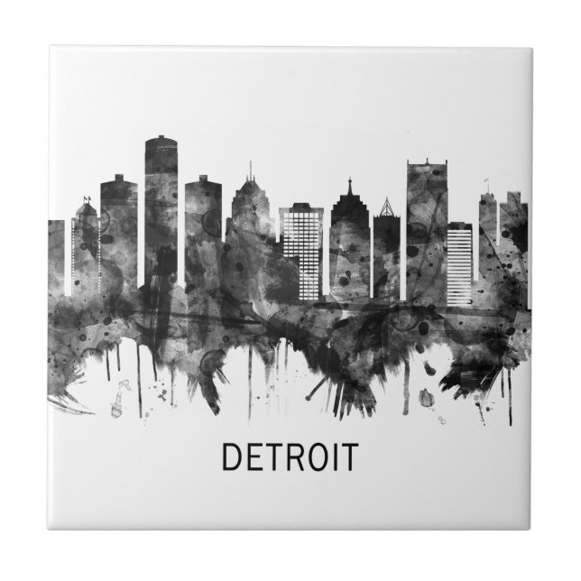 Detroit Michigan Skyline BW (Frente)