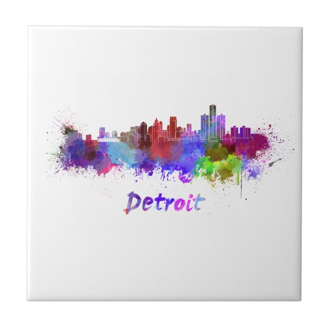 Detroit skyline in watercolor (Frente)