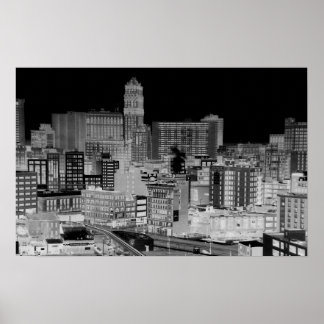 Detroit Skyline Poster Negativo