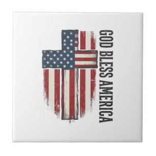 Deus Abençoe a América Design de Cruz Patriótica V