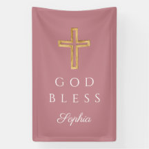 Deus abençoe Elegante de Rapariga Religiosa Rosa