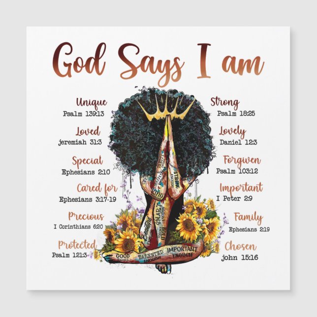 Deus diz que eu sou mulher negra cristã de melanin (Frente)