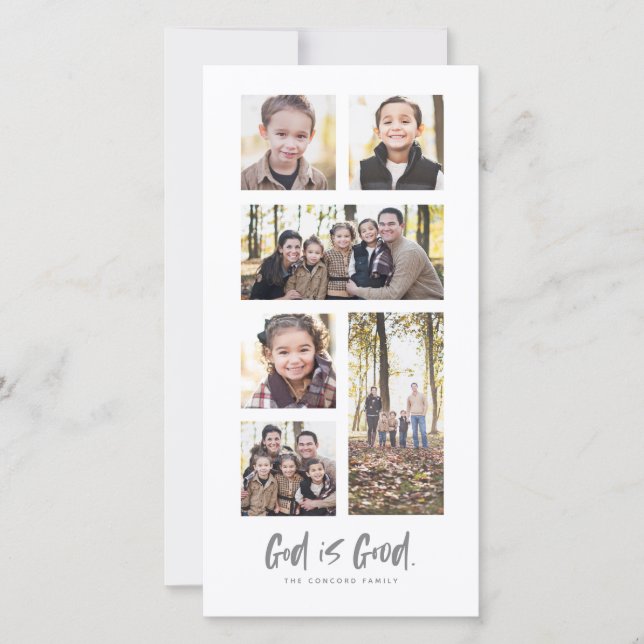 Deus é um bom cartão de colagem de fotos de Natal (Frente)