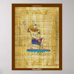 Deus egípcio "ANUBIS on Papyrus" Art Poster