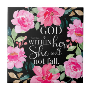 Deus está dentro dela - Psalm 46:5 Pink Floral