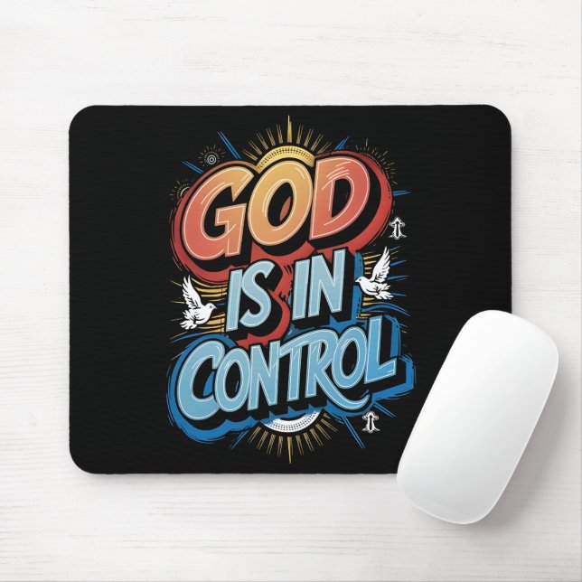 Deus está no Controle Christian Mousepad (Com mouse)