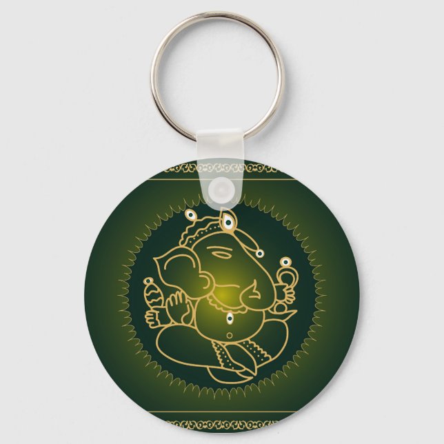 Deus Ganesha a verde - Chaveiro (Frente)