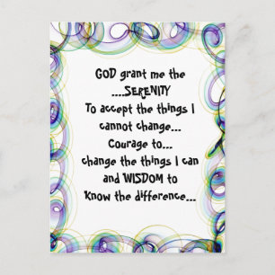 DEUS me concede a SERENITY em um cartão postal co