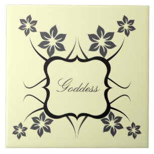 Deusa Azulejo Floral, Cinza Escura