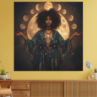 Deusa Celestial Afro Art - Canvas Esticada