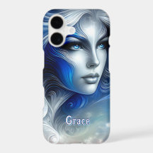 Deusa Celestial Branco Azul Cabeça Fevereiro -