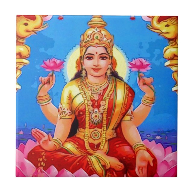 Deusa dourada bonita de Lakshmi Diwali (Frente)
