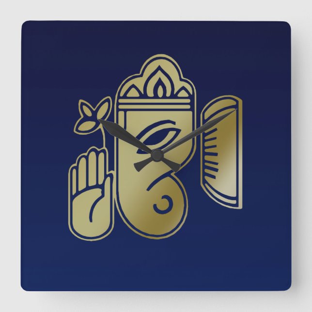 Deusa Dourada Ganesha - Relógio de Muro (Frente)