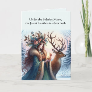 Deusa e Deer abençoados Cartão Solstício de invern