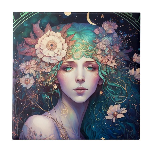 Deusa Fantasy Art Azulejo Cerâmico (Frente)