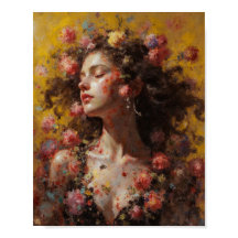 Deusa Floral Sonhadora – Poster de Arte Romântica