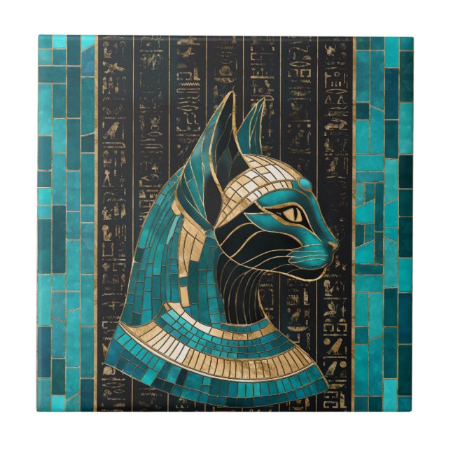 Deusa Gato Egípcia Bastet - Arte Mosaica (Frente)