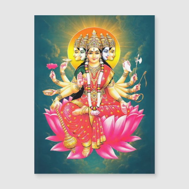 Deusa Gayatri Devi Hindu Deity Magnet Flexível (Frente)