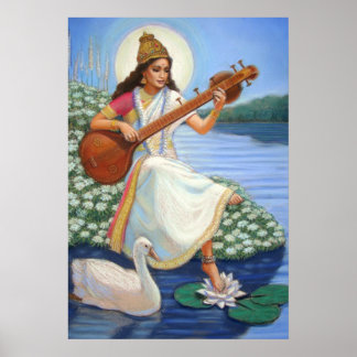 Deusa Hindu Saraswati Art Hinduism Poster Impressã