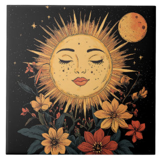 Deusa Sol Celestial com Florais Brilhantes