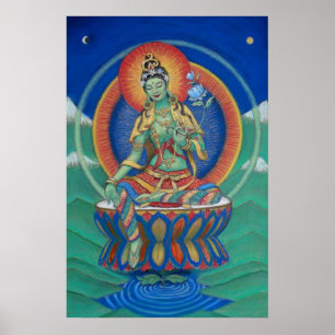 Deusa tibetana Buddha de Tara do verde do poster