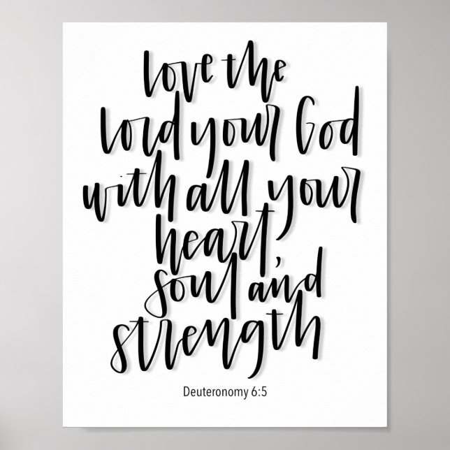 Deuteronomy 6:5 - Love the Lord - Lettered Poster (Frente)