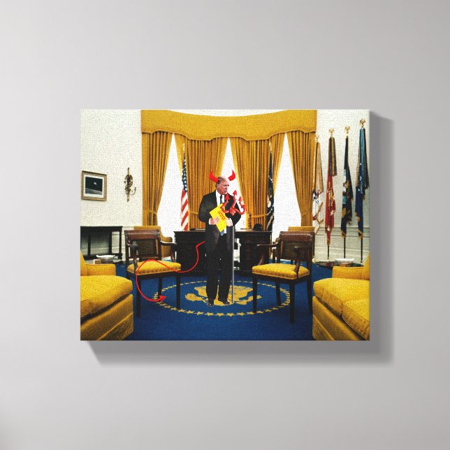 Devil Donald Trump Roubando Documentos Canvas Impr (Frente)