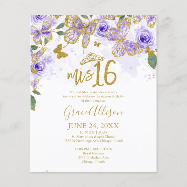 Dezesseis Borboletas Convite Orçamental Bilíngue (Frente)