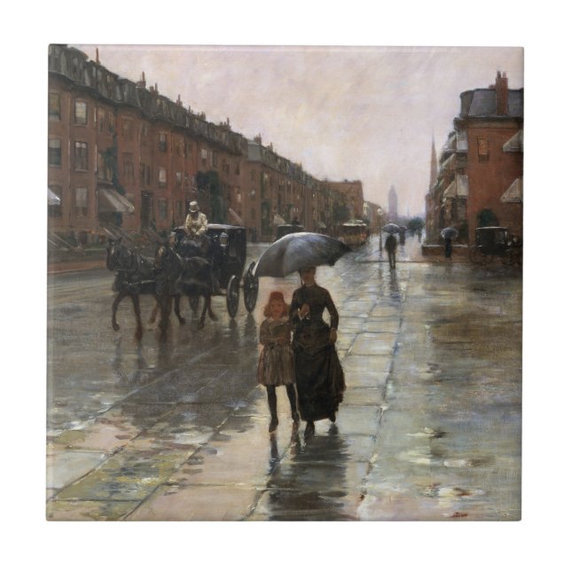 Dia da Chuva, Boston por Frederick Childe Hassam (Frente)