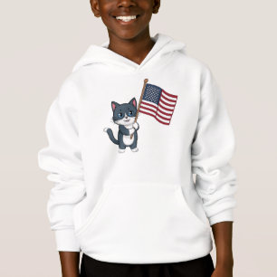 Dia da Independência Gato Cinza Bandeira Americana