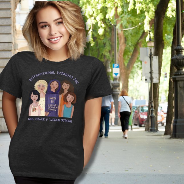 Dia da Mulher | Retratos Mulheres Escuros (Women's Day _ Women Portraits Dark Tri-Blend Shirt - in town)