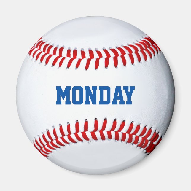 Dia da Semana do Imã do Frigorífico do Baseball (Frente)