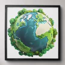 Dia da Terra - Terra Verde e Azul com árvores