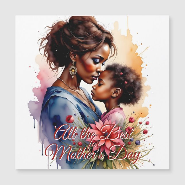 Dia das Mães Arte de Amor Africano Aquarela (Frente)