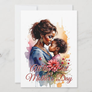 Dia das Mães Arte de Amor Aquarela Africana