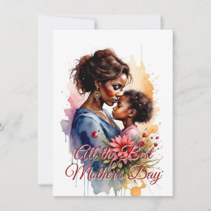Dia das Mães Arte de Amor Aquarela Africana