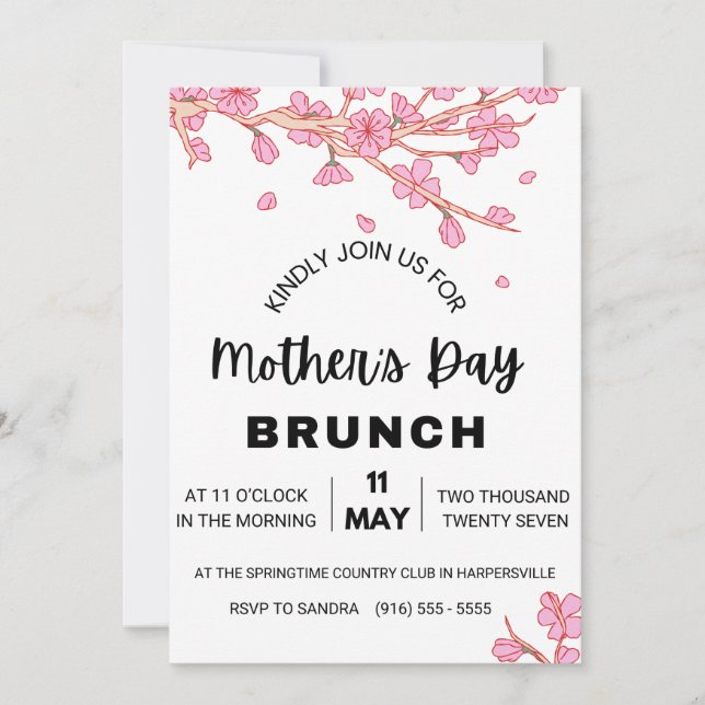 Dia das Mães Brunch Convite Aquarela Poppy (Frente)