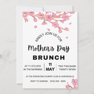 Dia das Mães Brunch Convite Aquarela Poppy