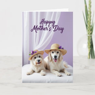 Dia das Mães Cachorros Chapéu Floral Cartão