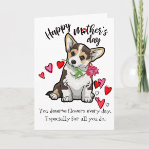 Dia das mães feliz de seu cartão do cão do Corg