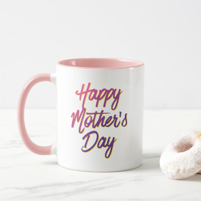 Dia das mães feliz na caneca de dois tons (Com Donut)