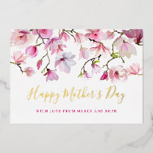 Dia das Mães Moderno Floral de Magnólia Rosa