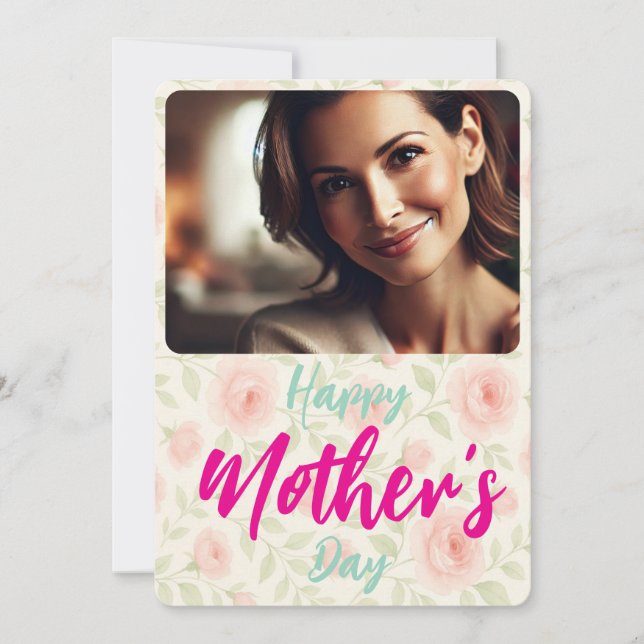 Dia das Mães Presente Cartão de Férias Floral Foto (Frente)