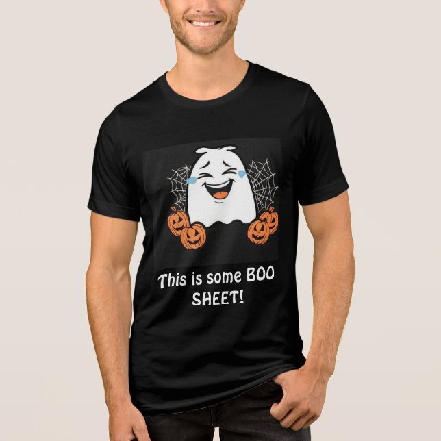 Dia de as Bruxas engraçado T-Shirt com fantasma ri (Frente)