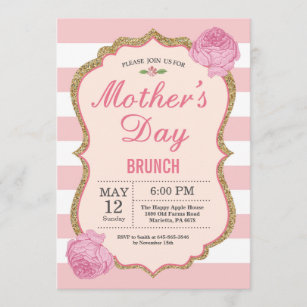 Dia de as mães Brunch Convite Floral Rosa