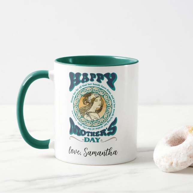 Dia de as mães com uma caneca personalizada de toq (Com Donut)