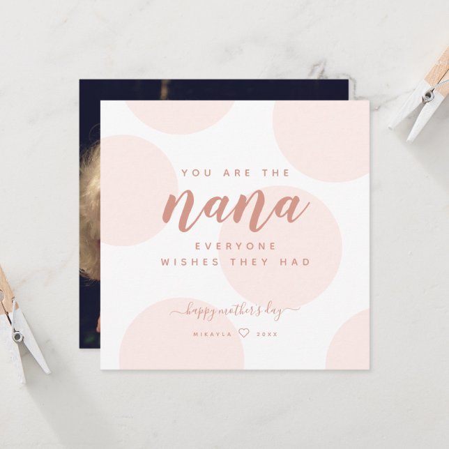 Dia de as mães De Bolinhas Leve Para Cartão com fo (Frente/Verso In Situ)