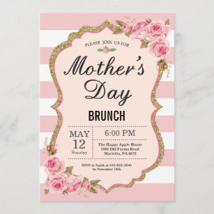 Dia de as mães de Peões Rosa Floral Convite Brunch
