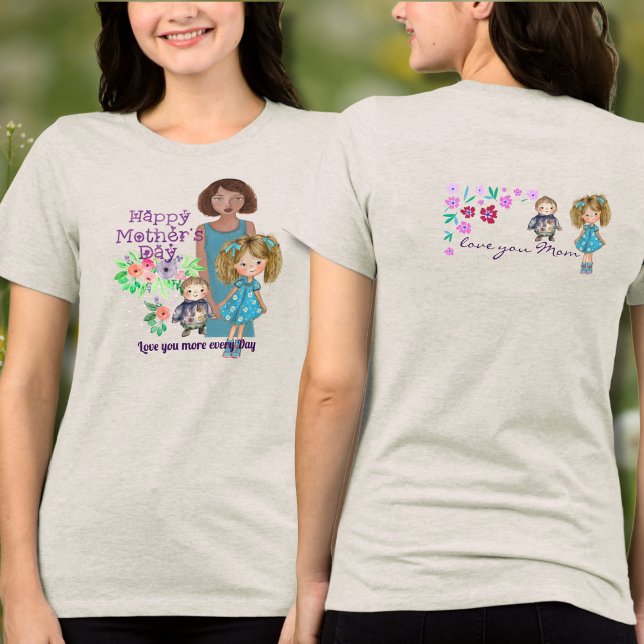 Dia de as mães E crianças FELIZES (HAPPY MOTHER'S DAY & kids Tri-Blend Shirt)